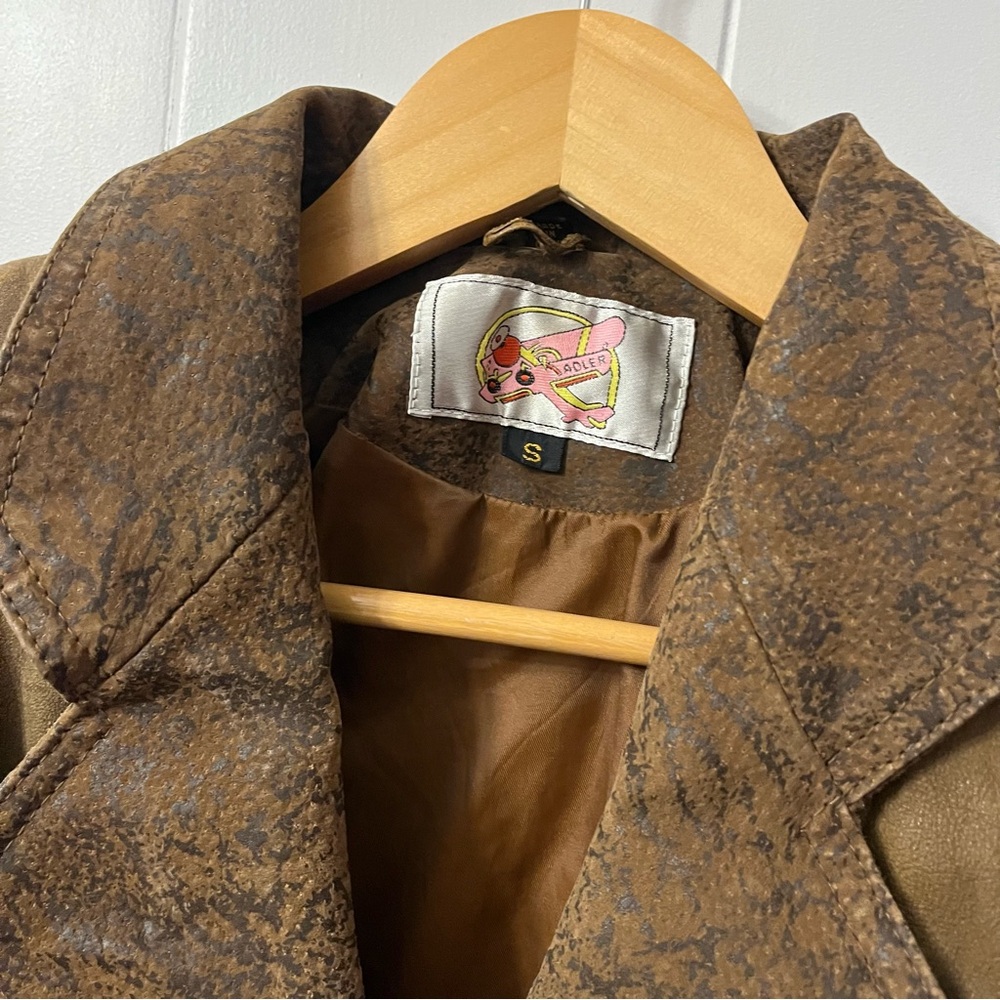 Vintage Adler Leather Jacket Flight Aviator Shoulder Pads Bomber Military Brown - Picture 8 of 16
